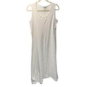 Styleworks Vintage White Ribbed Cotton Sleeveless Midi Shift Dress XL